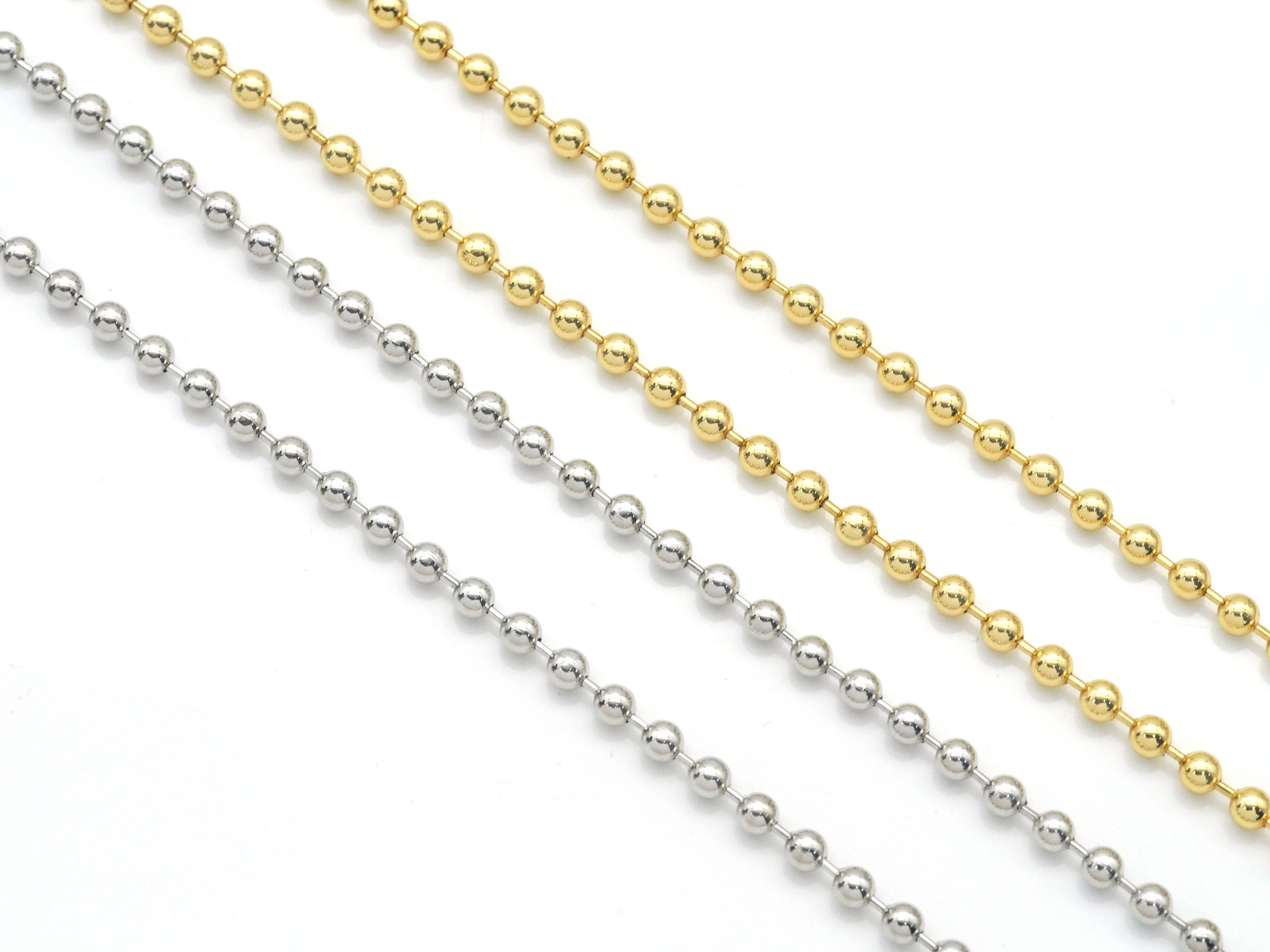 Plain Gold Silver ball chain by yard, sku#LD360